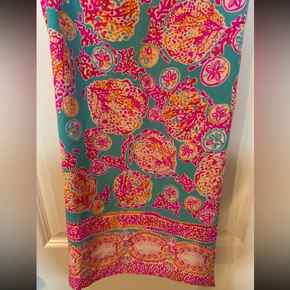 Lilly Pulitzer Dusk Dress XS Sea Blue Coral Cove Silk - Picture 2 of 3